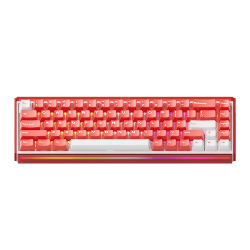 Akko Ray68 RGB Wired Mechanical Keyboard (Misty Red & White) (Akko AstroAim Magnetic Switch) (101-RA68B-004)