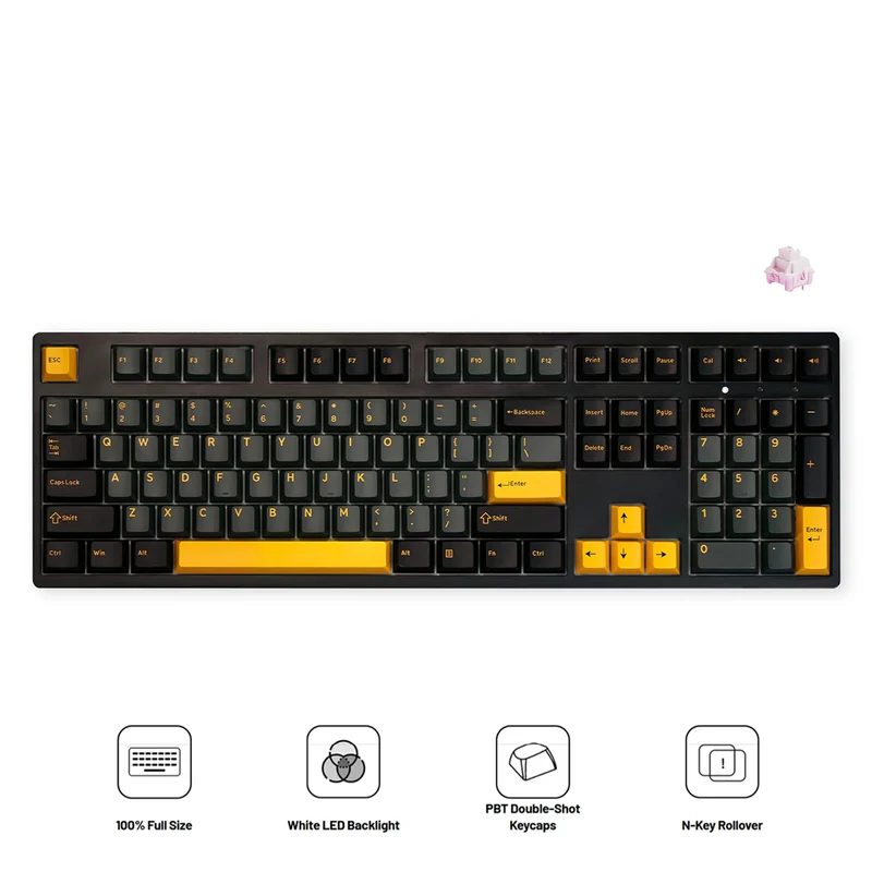 Akko Black & Gold 3108 V3 Wired Mechanical Keyboard (Akko Frost Pink Switch)