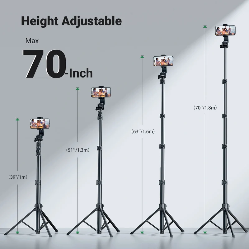 Ugreen Selfie Stick Tripod with Bluetooth Remote - 1.7m (Black) (LP680/15609)