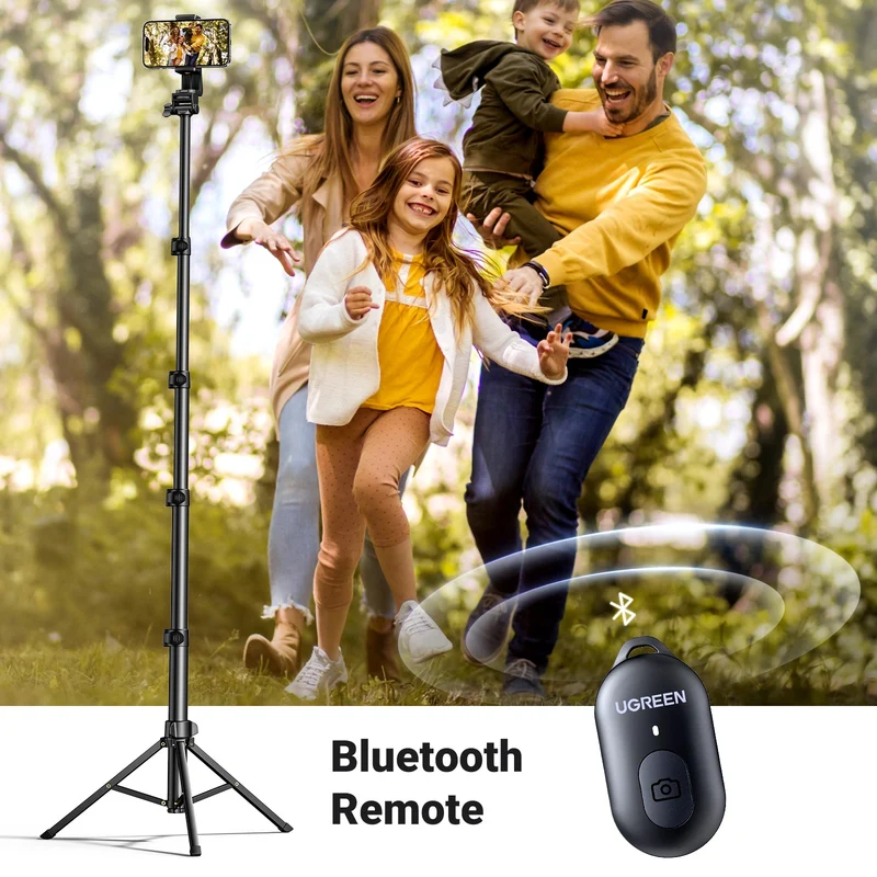 Ugreen Selfie Stick Tripod with Bluetooth Remote - 1.7m (Black) (LP680/15609)