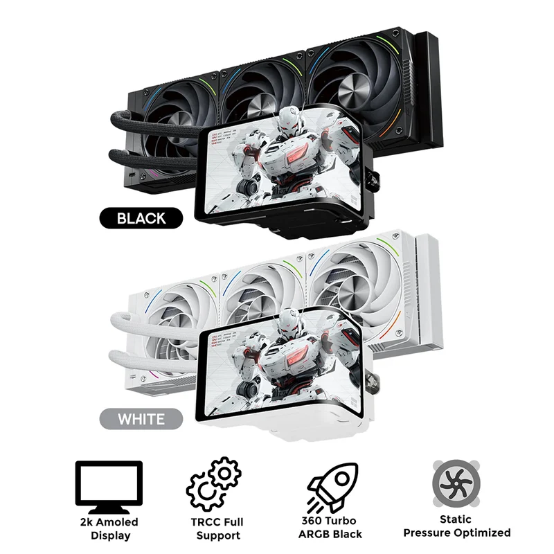 Thermalright Wonder Vision 360 Turbo ARGB AIO CPU Liquid Cooler (Black, White)