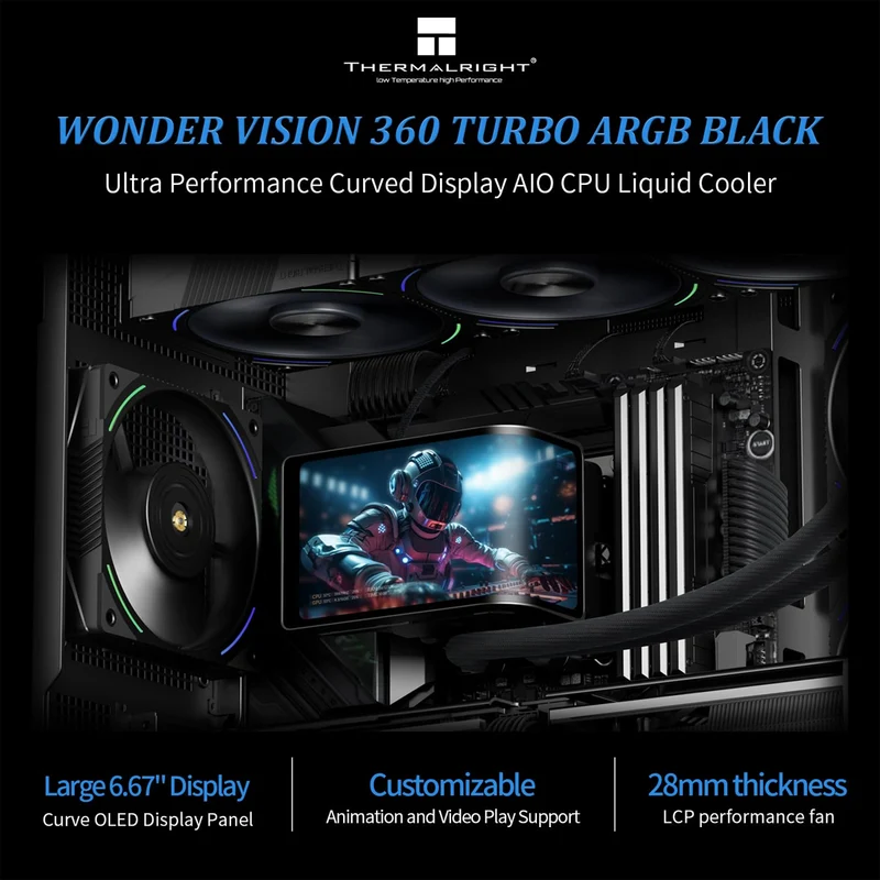 Thermalright Wonder Vision 360 Turbo ARGB AIO CPU Liquid Cooler (Black, White)