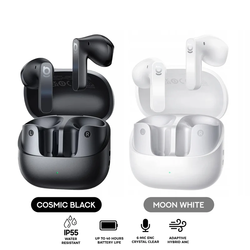 Baseus Bass BS1 NC Semi-in-Ear True Wireless Earbuds (Cosmic Black, Moon White) (A0010102, A0010103)