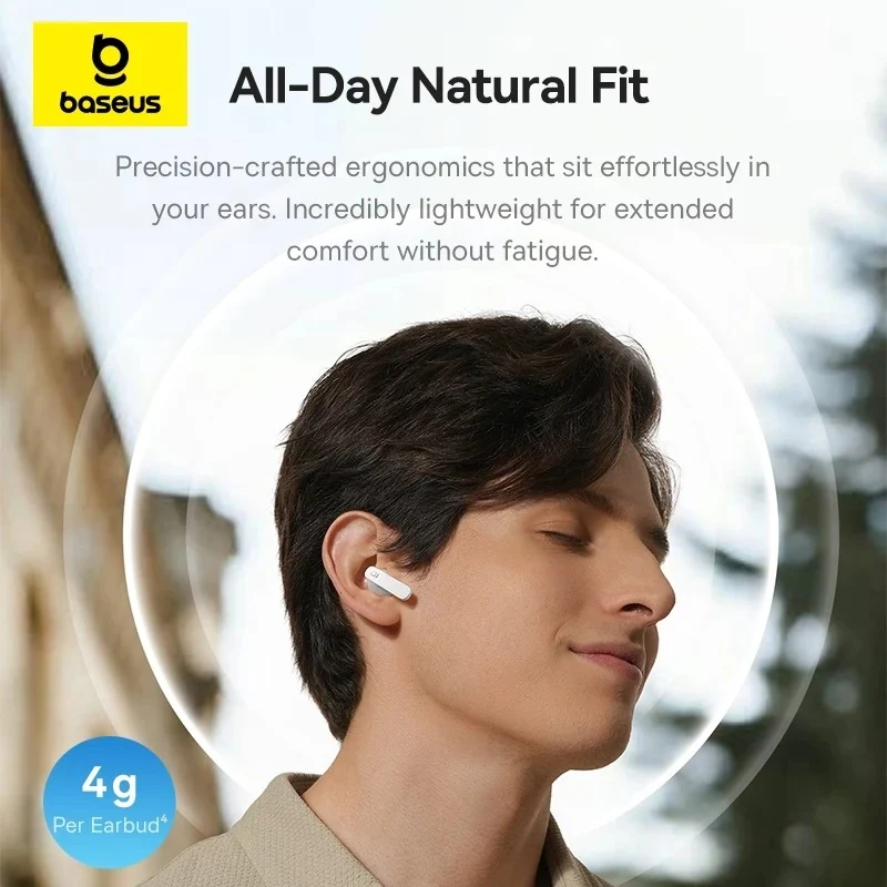 Baseus Bass BS1 NC Semi-in-Ear True Wireless Earbuds (Cosmic Black, Moon White) (A0010102, A0010103)