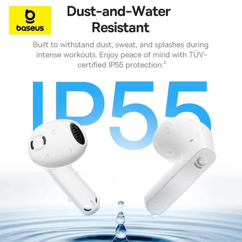 Baseus Bass BS1 NC Semi-in-Ear True Wireless Earbuds (Cosmic Black, Moon White) (A0010102, A0010103)