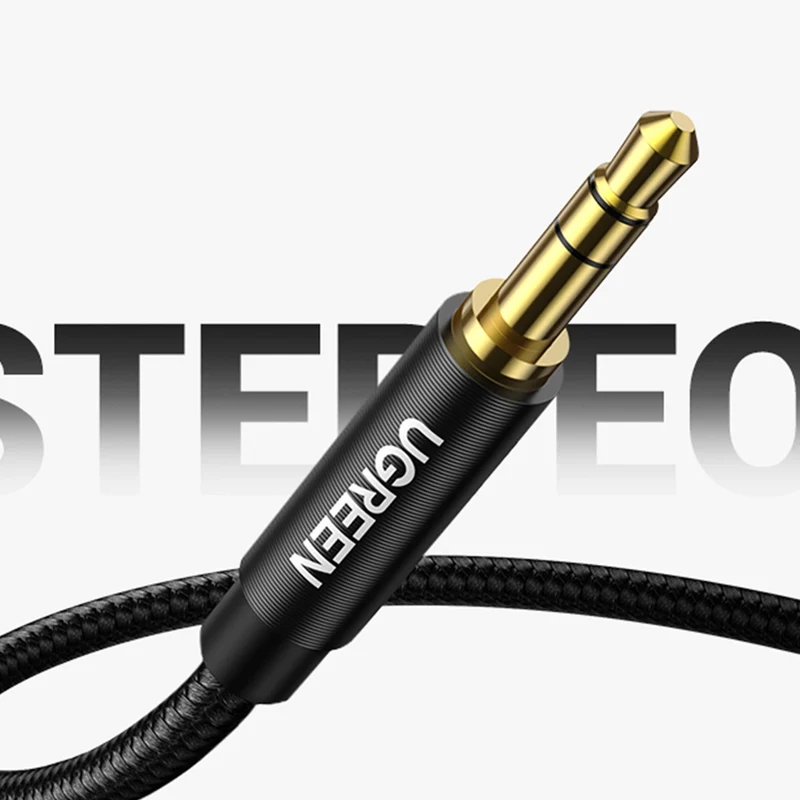 Ugreen 3.5mm Male to 3.5mm Male Round Cable - 1M (Black) (AV112/50361)