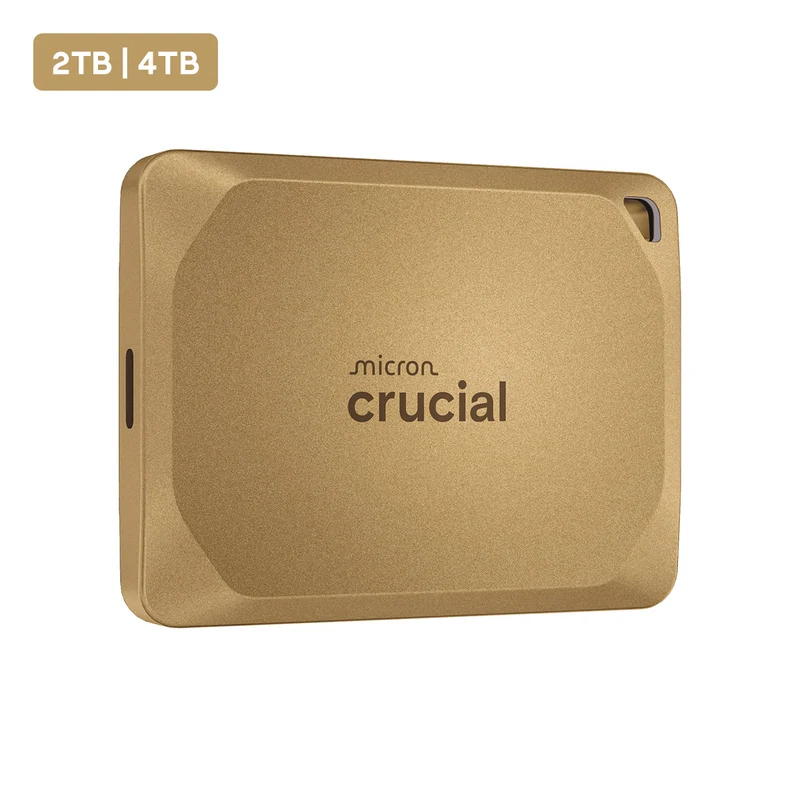 Crucial X10 Pro USB 3.2 Gen-2x2 (20Gb/s) 2100MB/s Read Type-C Portable SSD (Gold) (2TB, 4TB)
