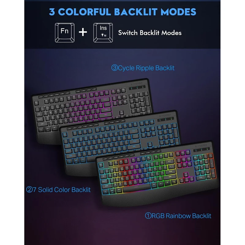 E-Yooso K-787 Tri-Mode RGB 104 Keys Keyboard (Black)