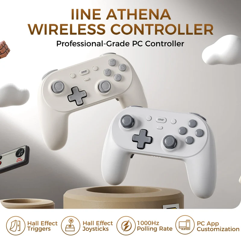 IINE Anthena Wireless Controller PC Version for Nintendo Switch / Phone / PC (Grey, White)