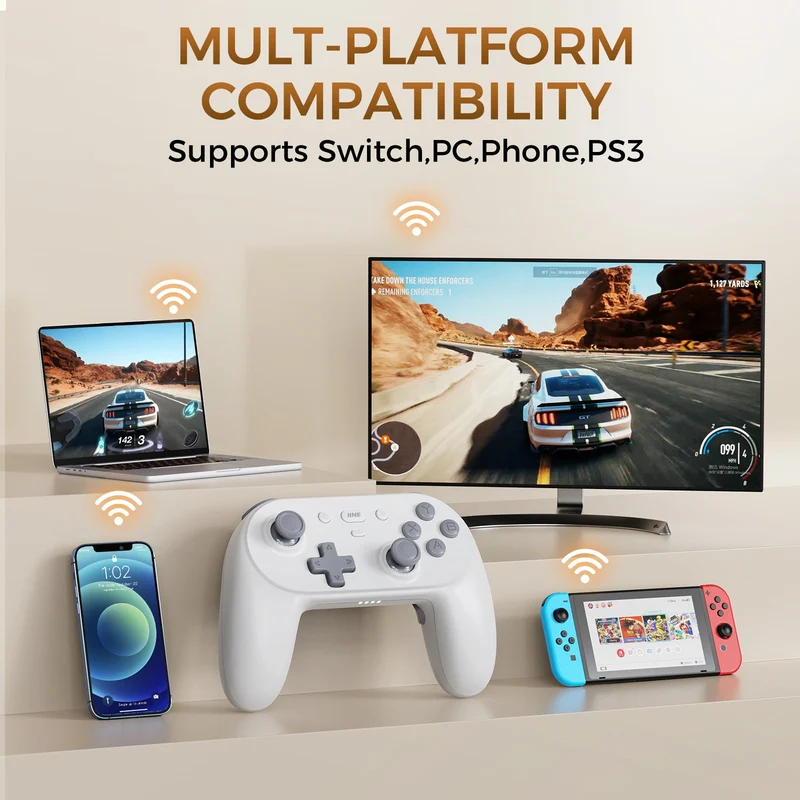 IINE Anthena Wireless Controller PC Version for Nintendo Switch / Phone / PC (Grey, White)