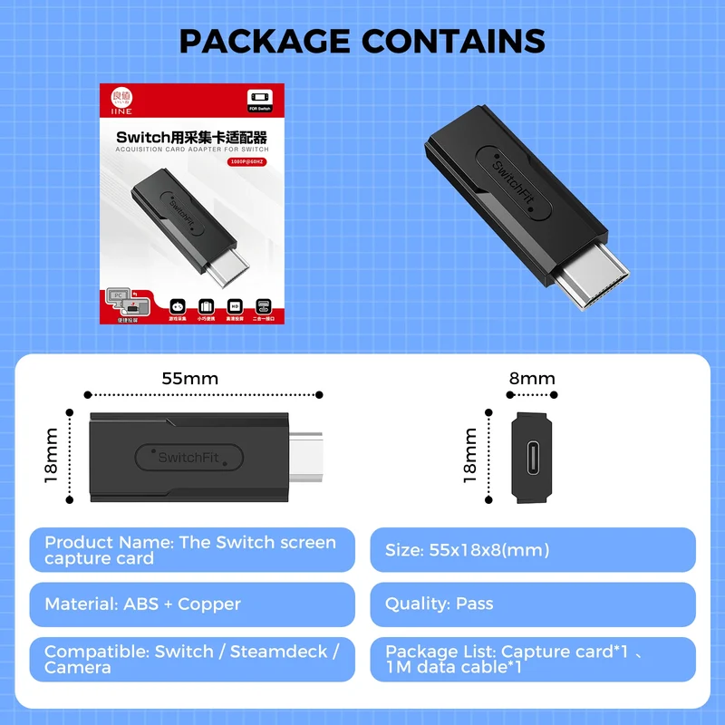 IINE Video Capture Card Adapter for Nintendo Switch (L899)