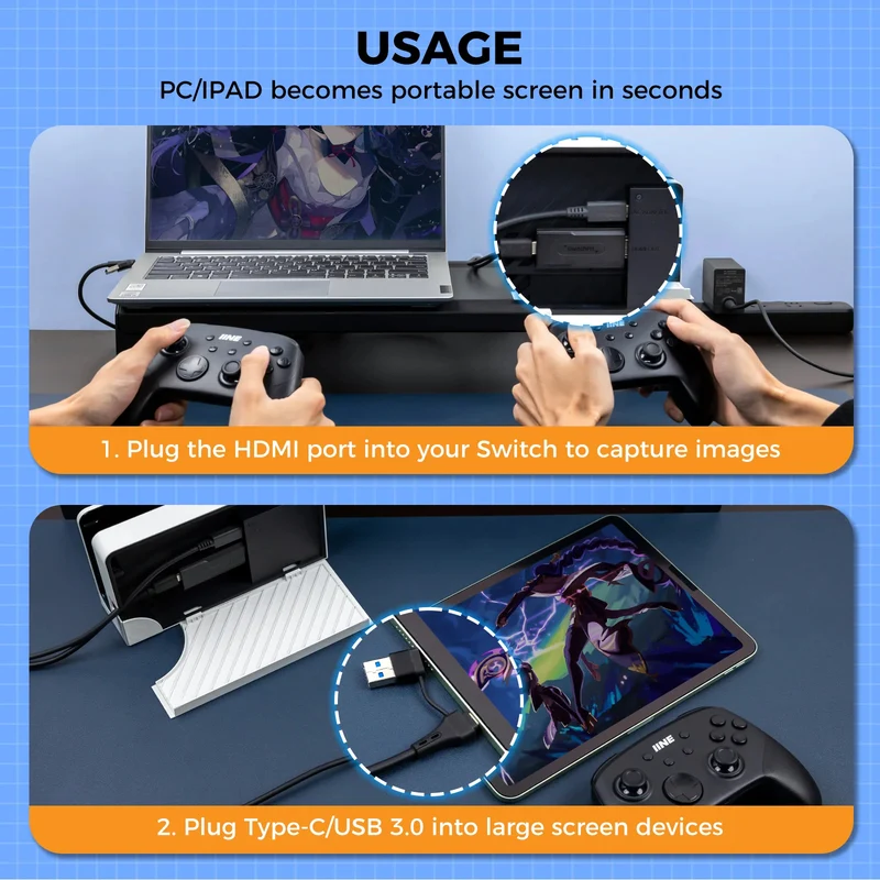 IINE Video Capture Card Adapter for Nintendo Switch (L899)