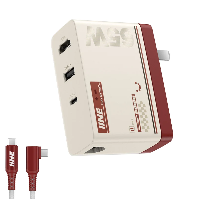 IINE 65W GaN HDMI Video Converter with Ethernet Port for Nintendo Switch (Red/White) (L845)