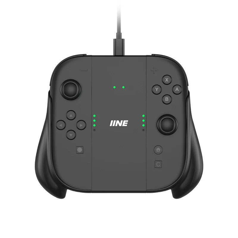 IINE Charging Grip for Nintendo Switch 2 (Black, Blue/Orange)