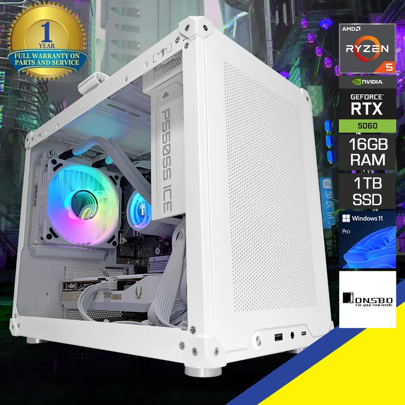 Sigma C6 Max White Desktop Gaming PC | AMD Ryzen 5 7500F | 16GB RAM | 1TB SSD | RTX 5060 | Windows 11 Pro
