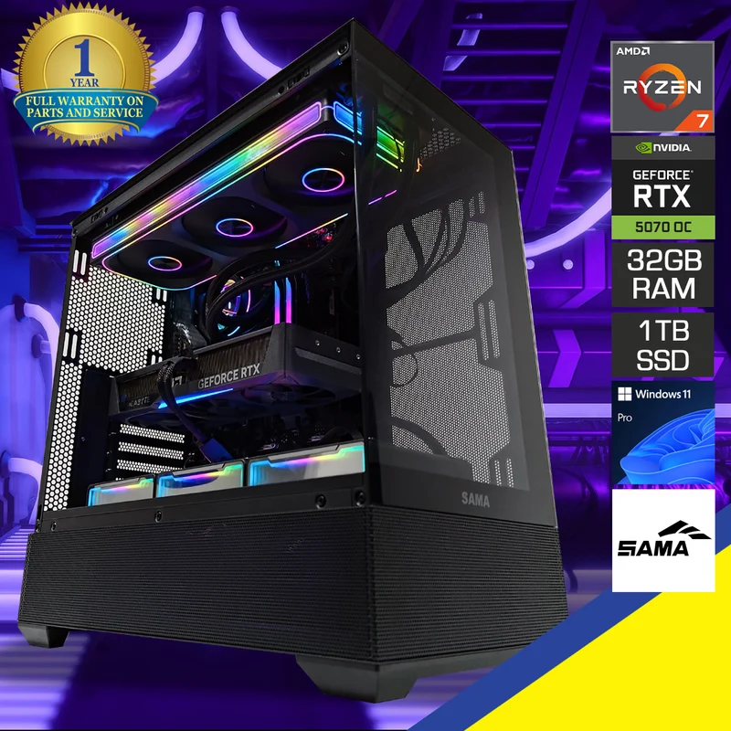 Optima V40E Black Desktop Gaming PC | AMD Ryzen 7 8700G | 32GB RAM | 1TB SSD | RTX 5070 OC | Windows 11 Pro