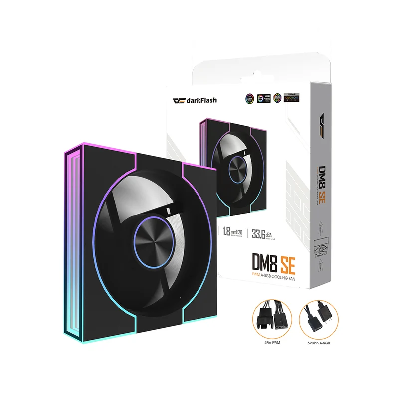DarkFlash DM8 1-Pack SE PWM A-RGB Cooling Fan (Black, White)