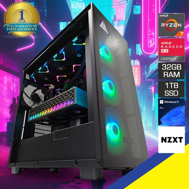 Optima H7 Elite Black Desktop Gaming PC | AMD Ryzen 7 7800X3D | 32GB RAM | 1TB SSD | RX 9070 | Windows 11 Pro