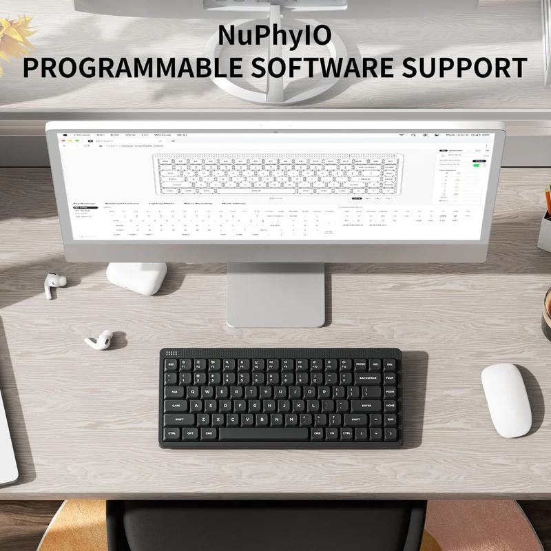 NuPhy Node75 High-Profile Hot-Swappable 82-Key Tri-Mode Wireless Mechanical Keyboard (Blush Max Switch) (Ink Gray)