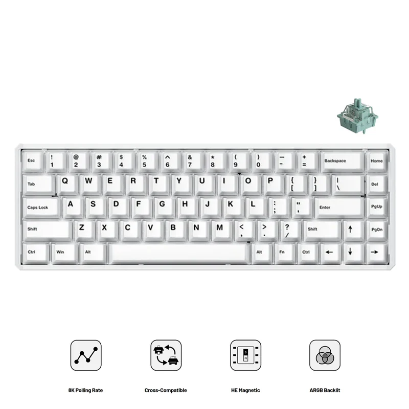 Akko MOD68 HE Aluminum Case Wired ARGB Magnetic Keyboard (Misty White) (Akko AstroAim Magnetic Switch) (02O-02I-00U-02G-02M-02J)