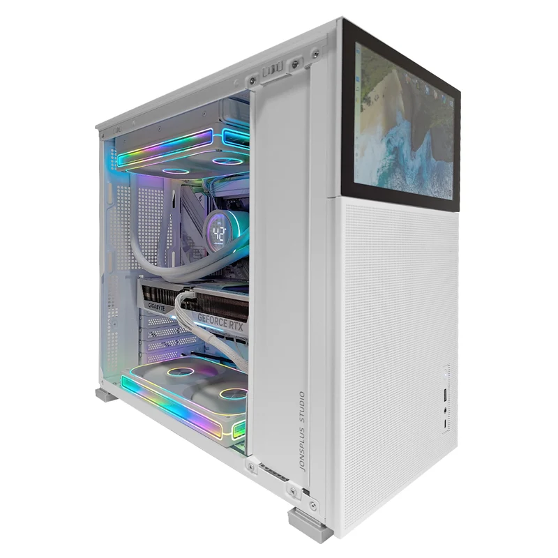Optima D41 with 8" Display White Desktop Gaming PC | AMD Ryzen 7 7800X3D | 32GB RAM | 1TB SSD | RTX 5070 | Windows 11 Pro