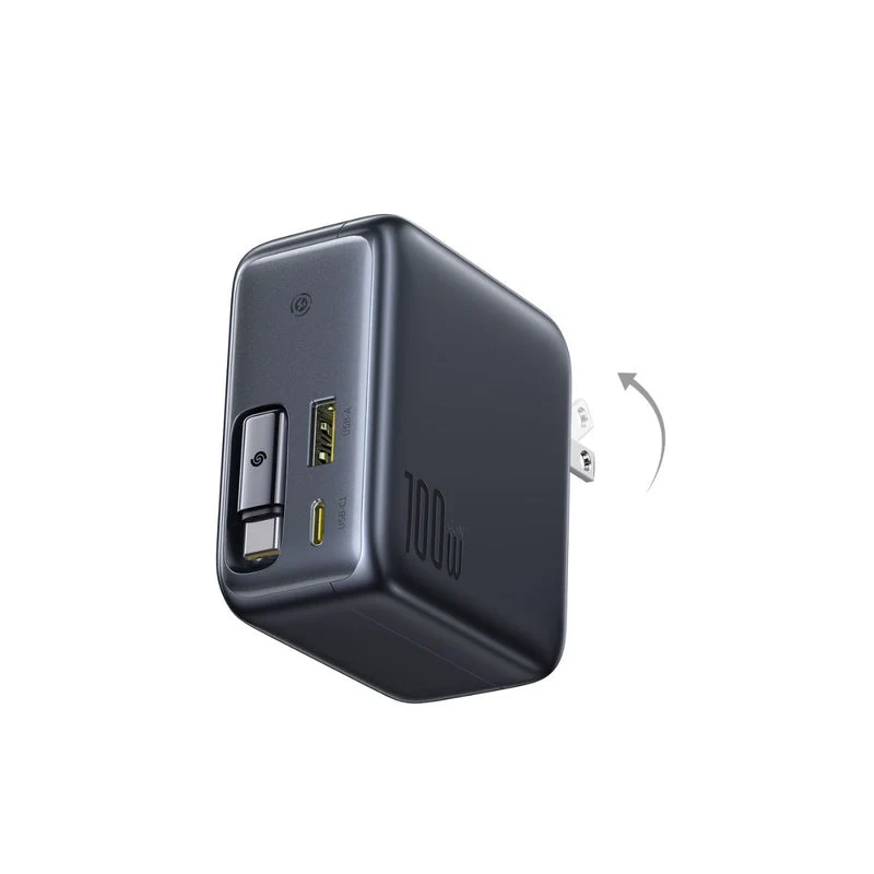 Baseus EnerCore CJ11 Fast Charger with Retractable Cable 2C+U 100W (Cluster Black) (E0120N00)