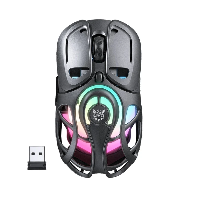 Onikuma DM02 Tri-Mode RGB Wireless Gaming Mouse (Black, Grey)