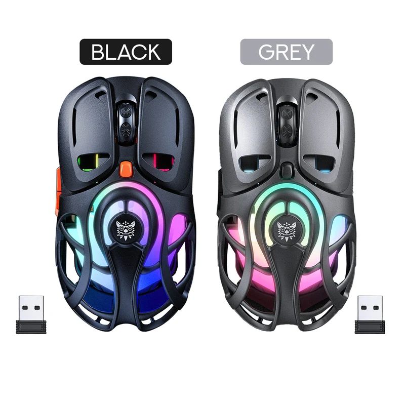 Onikuma DM02 Tri-Mode RGB Wireless Gaming Mouse (Black, Grey)