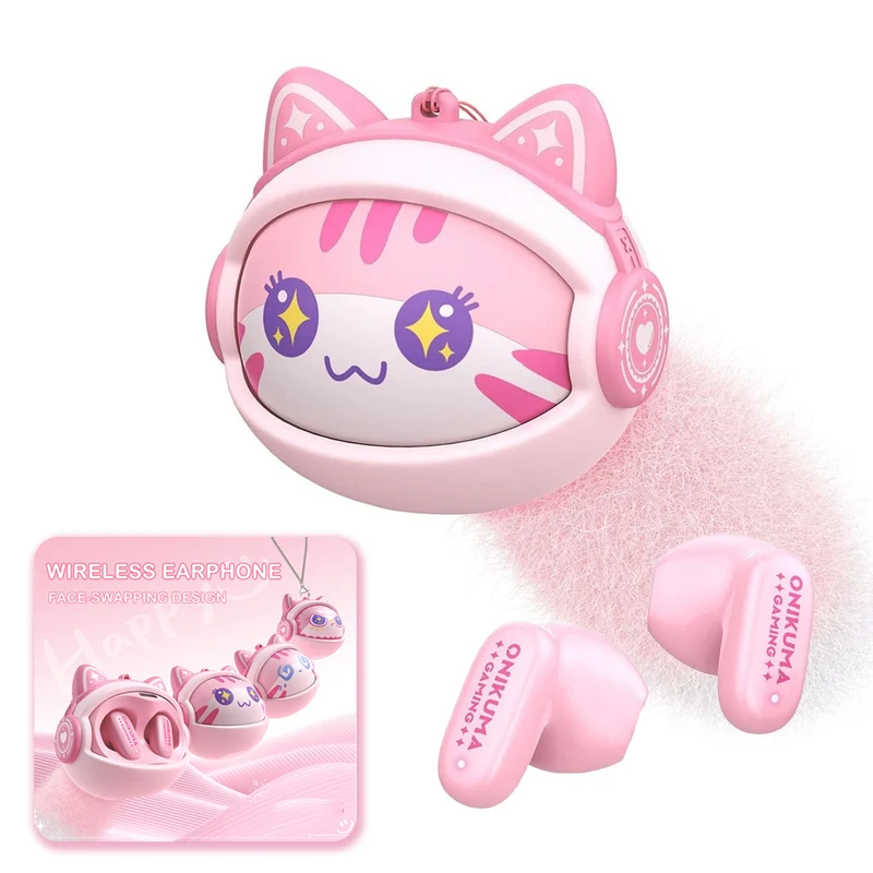 Onikuma TX603 ENC Dual Microphone Noise Reduction Wireless Earphones (Pink)