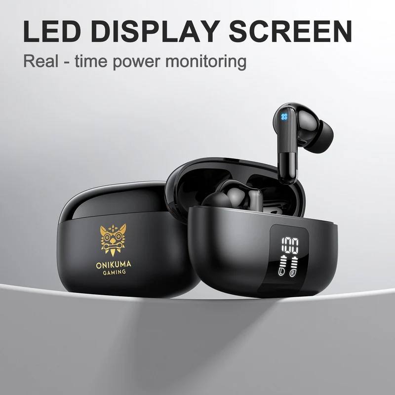 Onikuma TX612 ENC Dual Microphone Noise Reduction Wireless Earphones (Black)