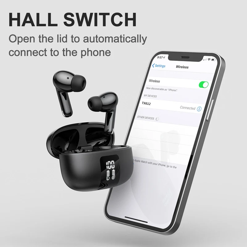Onikuma TX612 ENC Dual Microphone Noise Reduction Wireless Earphones (Black)