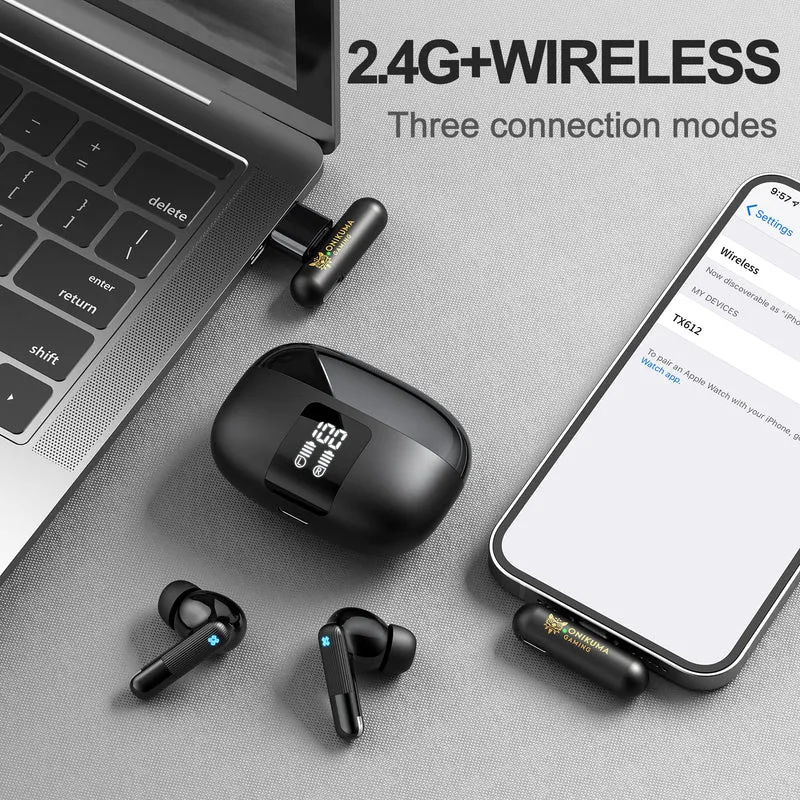 Onikuma TX612 ENC Dual Microphone Noise Reduction Wireless Earphones (Black)