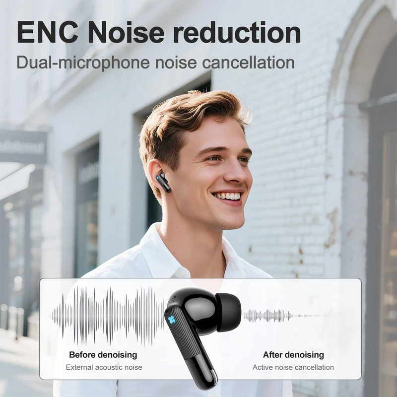Onikuma TX612 ENC Dual Microphone Noise Reduction Wireless Earphones (Black)