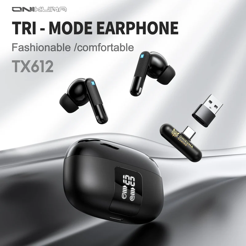 Onikuma TX612 ENC Dual Microphone Noise Reduction Wireless Earphones (Black)