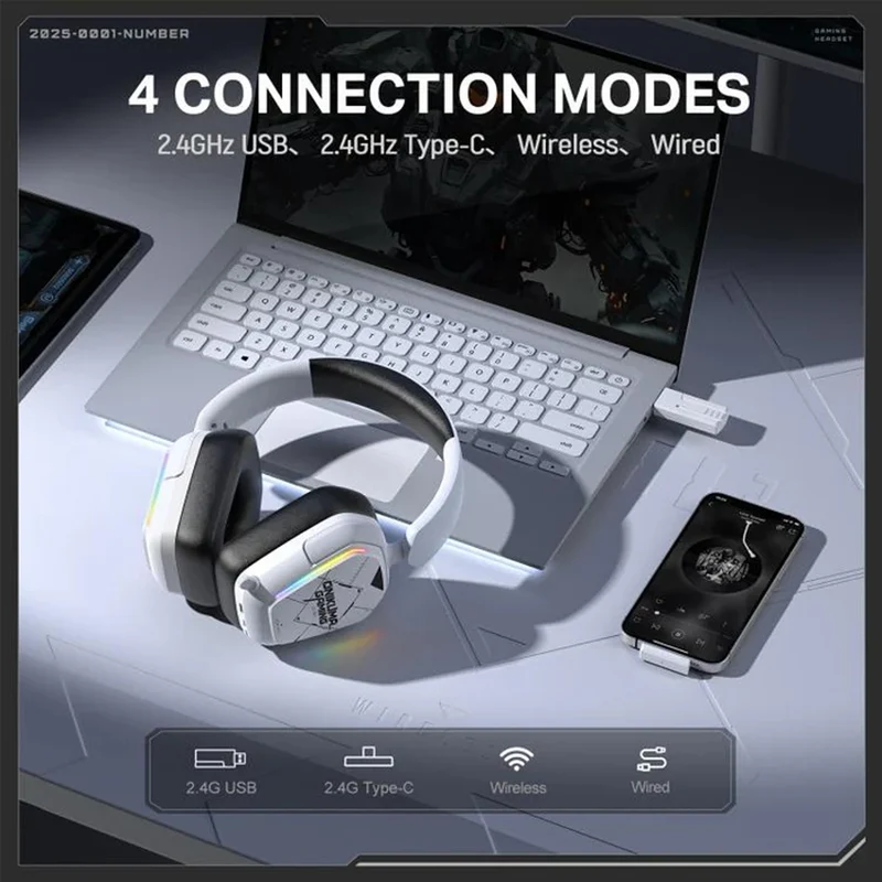 Onikuma GT883 4-Mode Gaming Headset (White/Black)