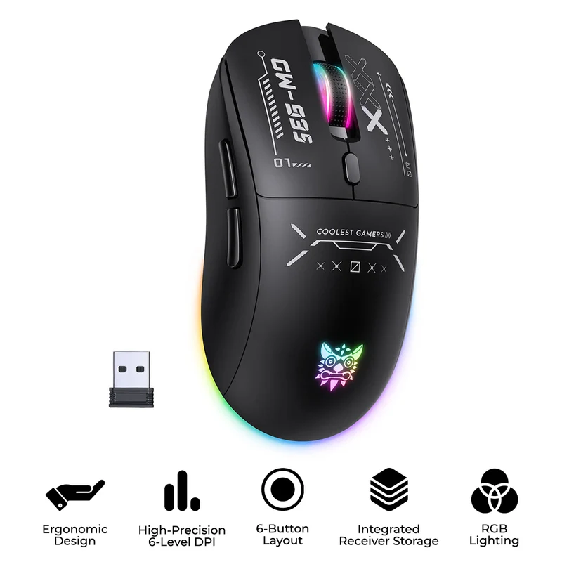 Onikuma CW935 RGB Tri-Mode Wireless Gaming Mouse (Black)