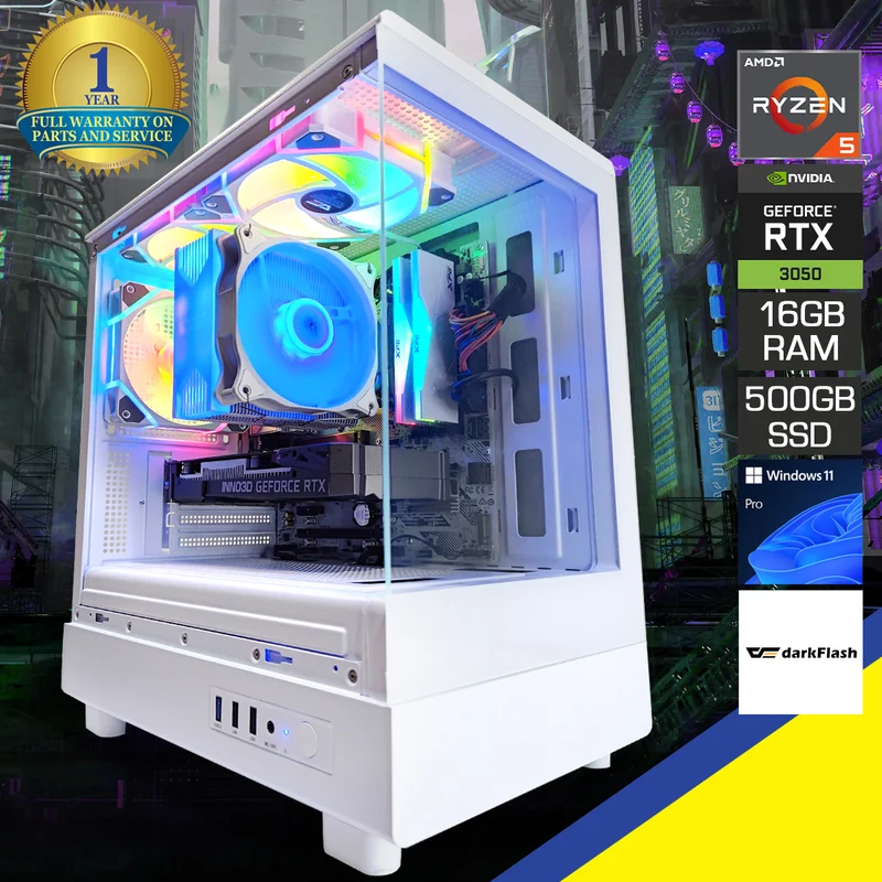 Alpha DB330M White Desktop Gaming PC | AMD Ryzen 5 5500 | 16GB RAM | 500GB SSD | RTX 3050 | Windows 11 Pro