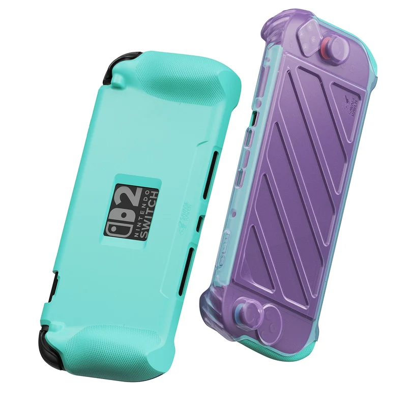 Skull & Co. HardShell Front Cover & Protective Case Bundle for Nintendo Switch 2 (Light Purple/Light Green, Zelda Yellow & Green, Mario Red & Blue)