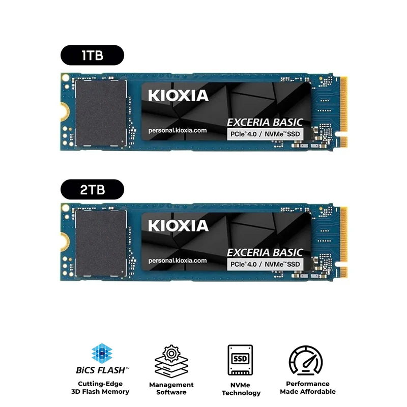 Kioxia Exceria Basic PCIe Gen4 x4 M.2 2280 NVME SSD (1TB, 2TB) (LSF10Z001TG8, LSF10Z002TG8)