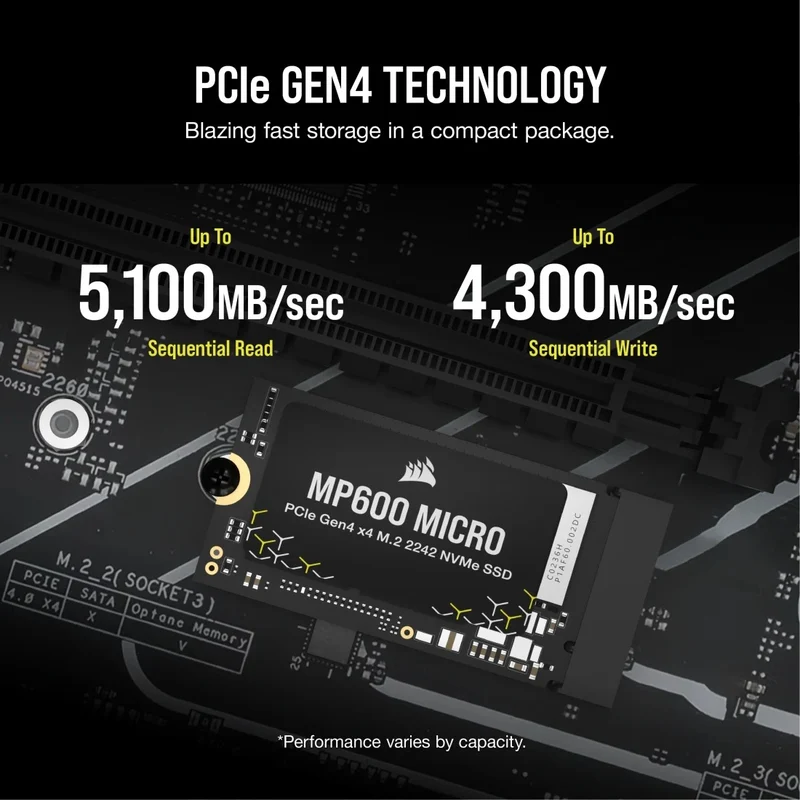 Corsair MP600 Micro 1TB PCIe Gen4 x4 NVMe M.2 2242 SSD (CSSD-F1000GBMP600MCR2)