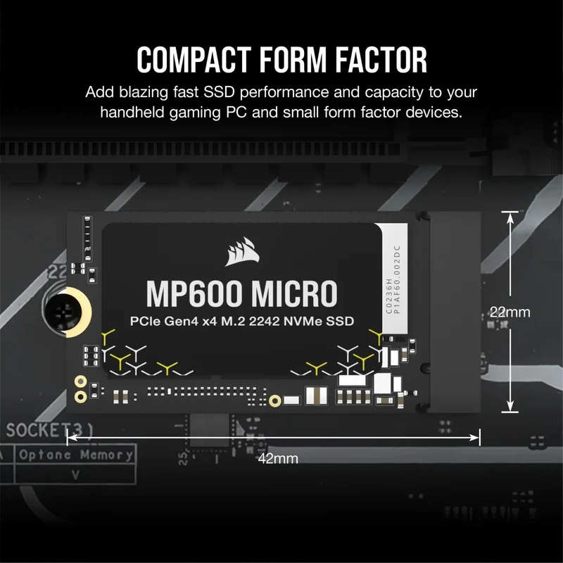 Corsair MP600 Micro 1TB PCIe Gen4 x4 NVMe M.2 2242 SSD (CSSD-F1000GBMP600MCR2)