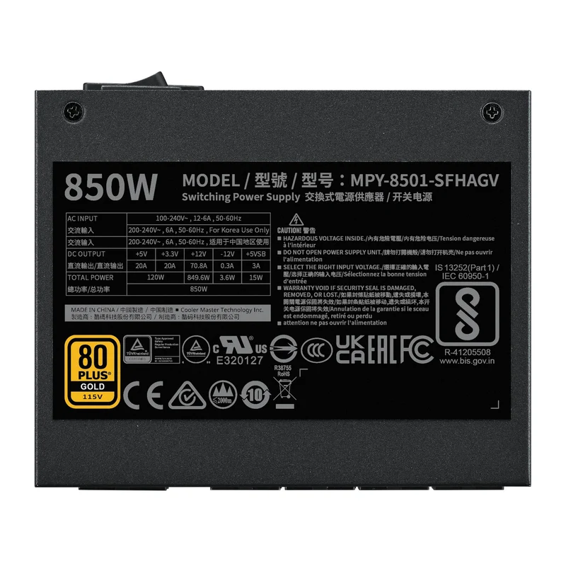 Cooler Master V SFX Gold 850 ATX 3.1 80+ Fully Modular Power Supply (MPY-8501-SFHAGV-3EUS)