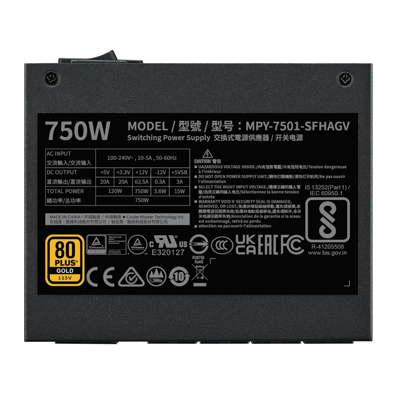 Cooler Master V SFX Gold 750 ATX 3.1 80+ Fully Modular Power Supply (MPY-7501-SFHAGV-3EUS)