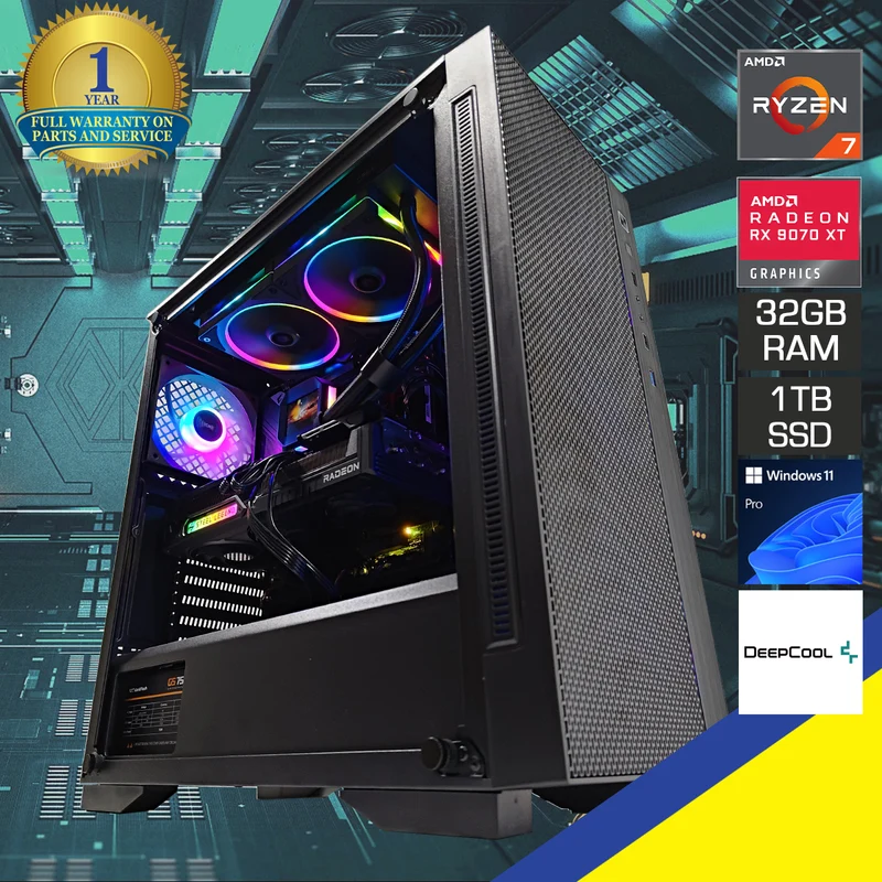 Optima Matrexx 55 Black Desktop Gaming PC | AMD Ryzen 7 9700X | 32GB RAM | 1TB SSD | RX 9070 XT | Windows 11 Pro