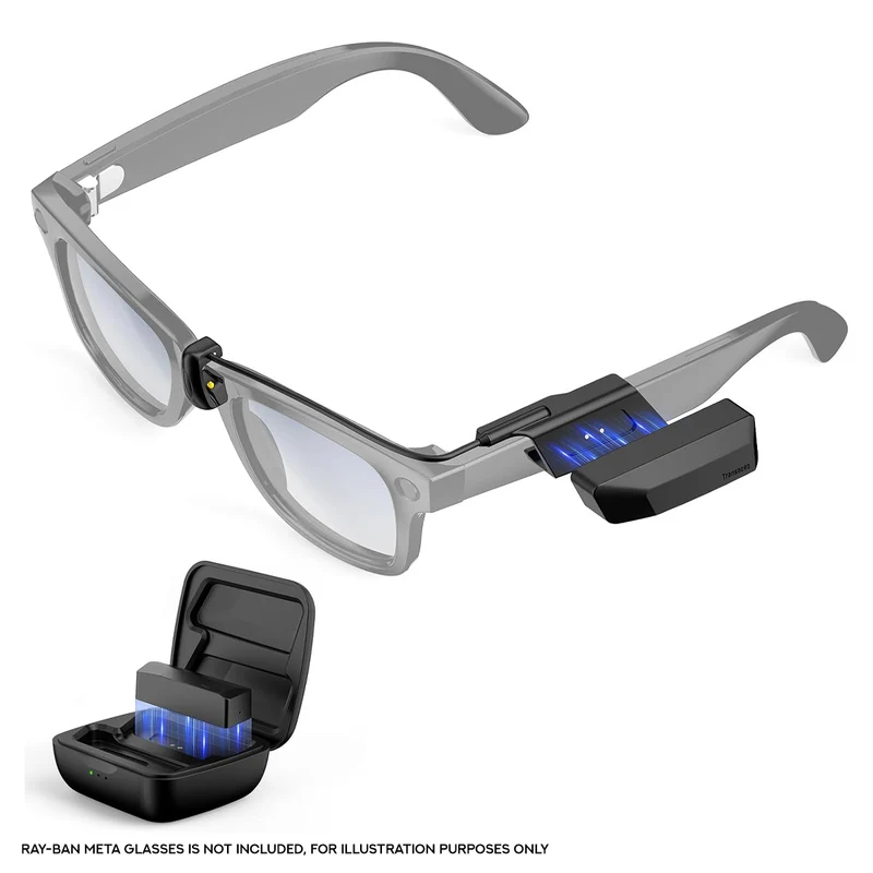 Transnovo Snap-On Portable Charger for Ray-Ban Meta Glasses (Black) (RB2-B)