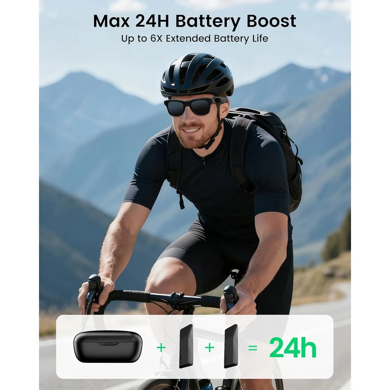 Transnovo Snap-On Portable Charger for Ray-Ban Meta Glasses (Black) (RB2-B)