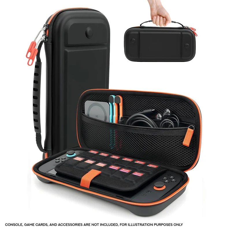 Transnovo Cross-grain PU leather Travel Carrying Case for Nintendo Switch 2 (Black) (NS2-CC07-1)