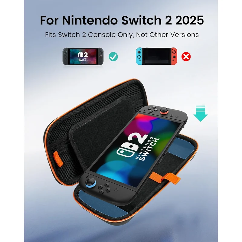 Transnovo Cross-grain PU leather Travel Carrying Case for Nintendo Switch 2 (Black) (NS2-CC07-1)