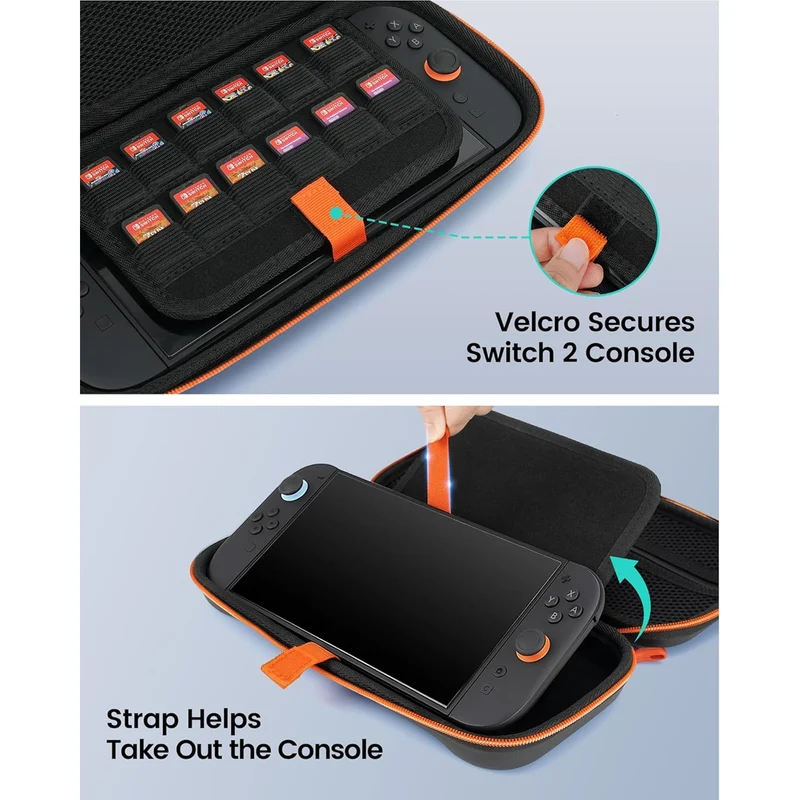 Transnovo Cross-grain PU leather Travel Carrying Case for Nintendo Switch 2 (Black) (NS2-CC07-1)