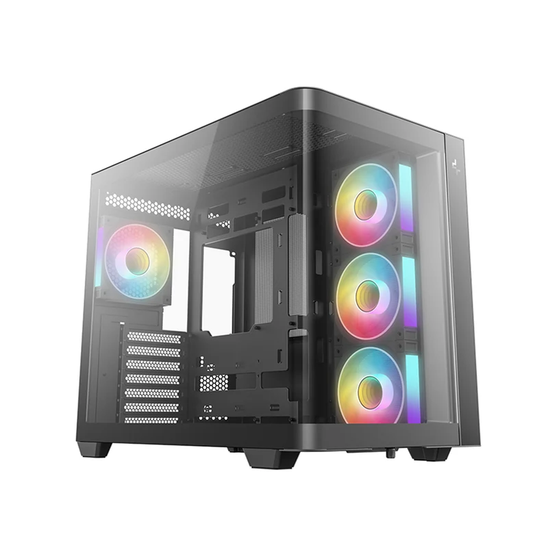 DeepCool CG530U 4F Panoramic Curved Glass Dual Chamber ATX PC Case (Black, White)